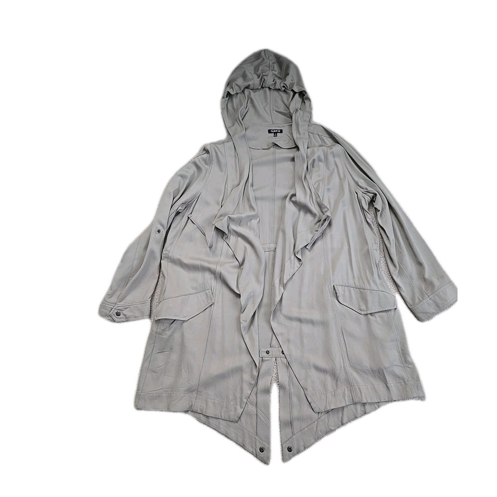 Torrid Khaki Cargo Jacket Open Front Light Weight Handkerchief Size 2 (2x)